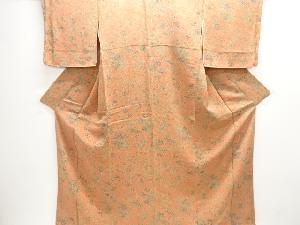 未使用品　縮緬地　草花摸様小紋着物